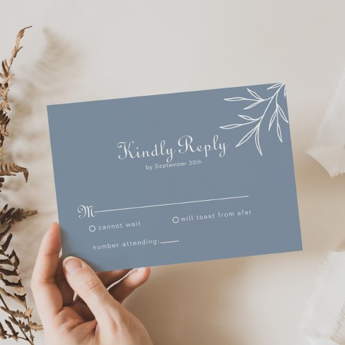 Formal Minimal Dusty Blue Wedding RSVP Card