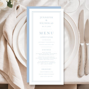 Formal Minimal Powder Blue Wedding Menu