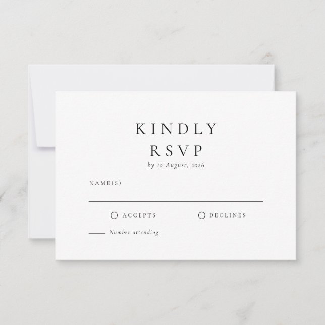 Formal Minimal Wedding  RSVP Card (Front)