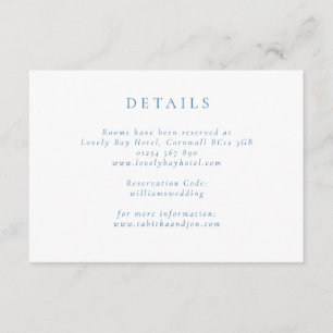 Formal Minimalist Blue and White Wedding Details Enclosure Card
