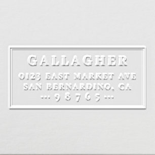 Formal Minimalist Typography Family Return Address Embosser