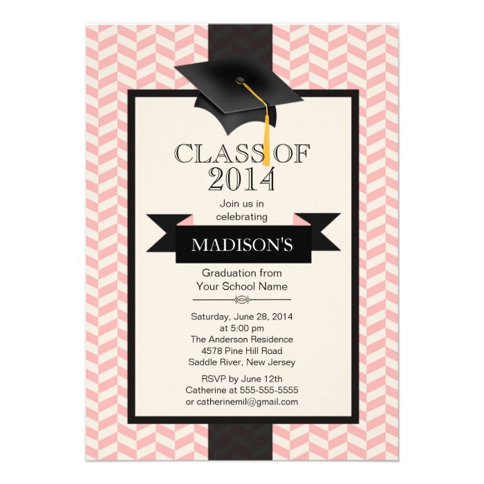 Formal Modern Chevron Graduation Party Invitation