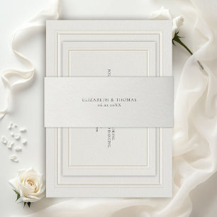 Formal Modern Classic Ecru Formal Wedding Invitation Belly Band
