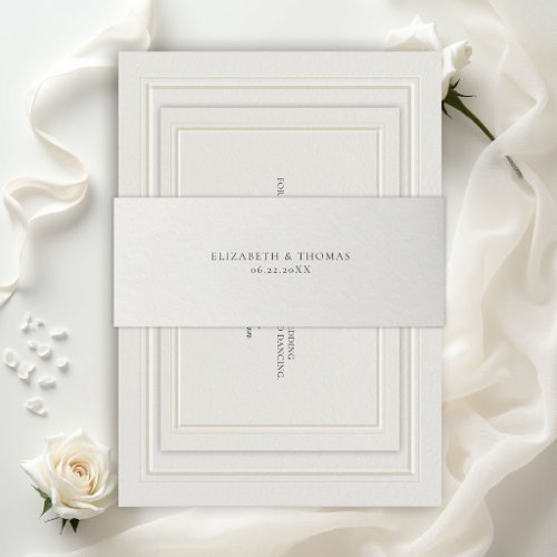 Formal Modern Classic Ecru Formal Wedding Invitation Belly Band