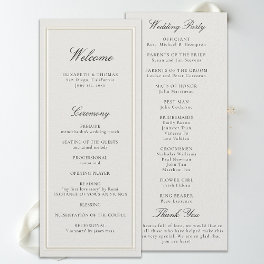 Formal Modern Classic Ecru Frame Wedding Program