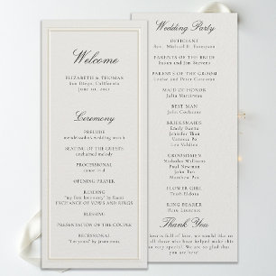 Formal Modern Classic Ecru Frame Wedding Program