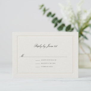 Formal Modern Classic Elegant Ecru Wedding RSVP Card