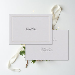 Formal Modern Classic Elegant Frame Ivory Wedding Thank You Card