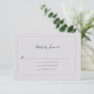 Formal Modern Classic Elegant Ivory Wedding RSVP Card