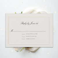 Formal Modern Classic Elevated Ecru Wedding RSVP