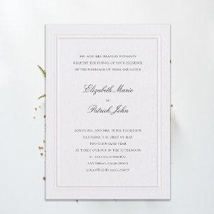 Formal Modern Classic Elevated Frame Pearl Wedding Invitation