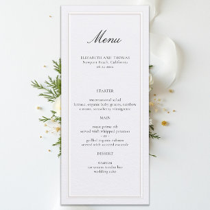 Formal Modern Classic Elevated Frame Pearl Wedding Menu