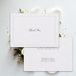 Formal Modern Classic Elevated Frame Pearl Wedding Thank You Card