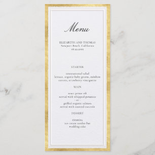 Formal Modern Classic Elevated Gold Pearl Wedding Menu