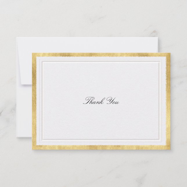 Formal Modern Classic Elevated Gold Pearl Wedding Thank You Card (Front)