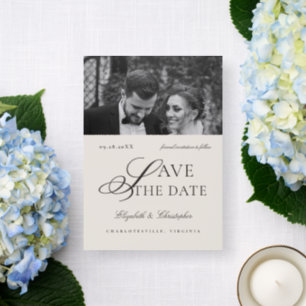 Formal Modern Classic Estate Script Photo Wedding Letterpress Photo Cards