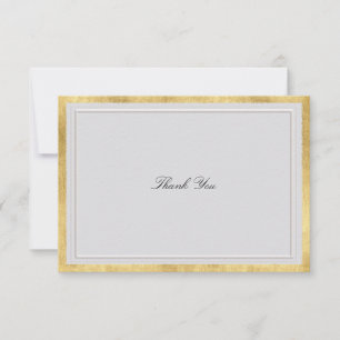Formal Modern Classic Faux Gold Ivory Wedding Thank You Card
