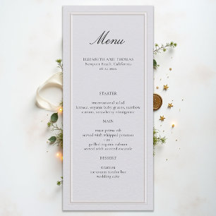 Formal Modern Classic Frame Ivory Elegant Wedding Menu
