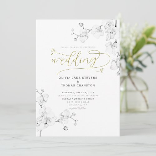 Formal Modern Classic Orchids All in One Wedding Invitation