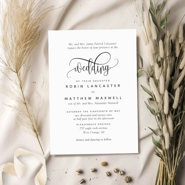 Formal Modern Elegant Calligraphy Wedding Invitation (Creator Uploaded)