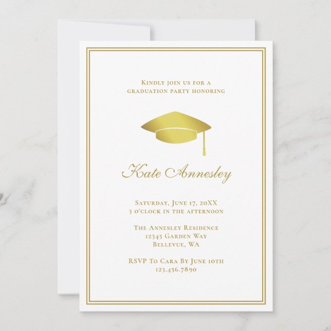 Formal Modern Gold Graduation Party Invitation (Front)