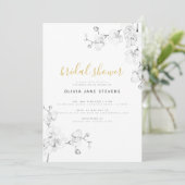 Formal Modern Gold Ivory Orchids Bridal Shower Invitation (Standing Front)