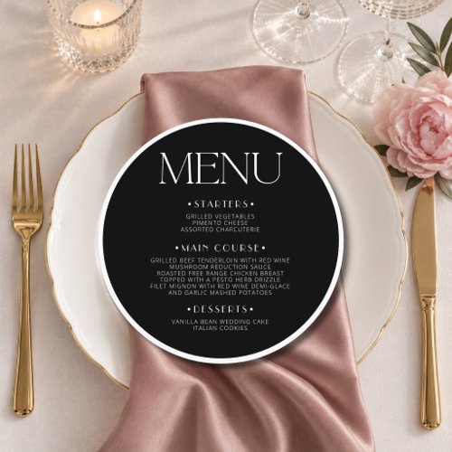 Formal Modern Round Wedding Guest Place &amp; Menu