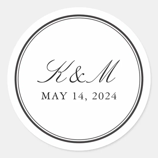Formal Monogram Classic Round Sticker | Zazzle