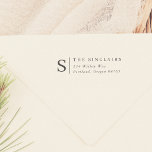 Formal Monogram Elegant Wedding Return Address Rubber Stamp<br><div class="desc">Add a personal touch to your mail with these wooden address stamps. This design features a bold monogram on the left, a vertical line divider, and your family name & return address in classic serif typography. This is a wooden stamp, a self-inking version is available in my store. View the...</div>