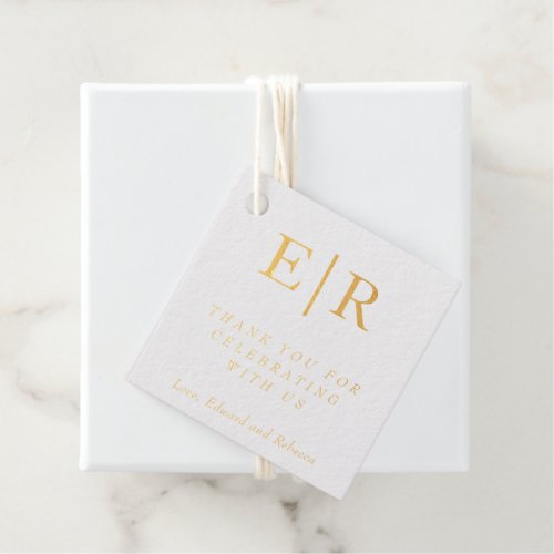 Formal Monogram Gold Simple Elegant Wedding Foil Favor Tags