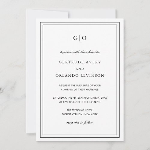 Formal Monogram QR Code Elegant Wedding Invitation