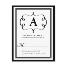 Formal Monogram RSVP Card in Black