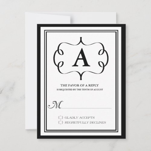 Formal Monogram RSVP Card in Black Invitation