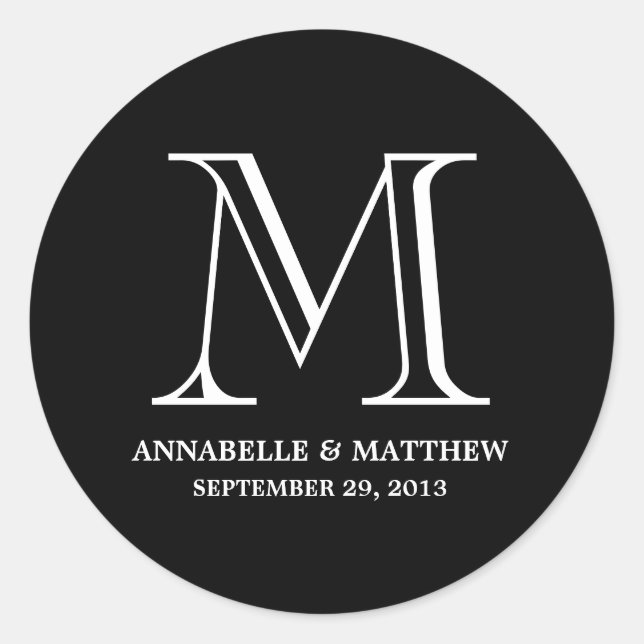 Formal Monogram Wedding Favor Label (Front)