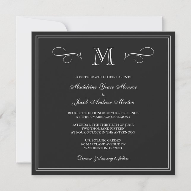 Formal Monogram Wedding Invitation (Front)
