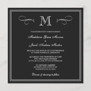 Formal Monogram Wedding Invitation by dulceevents at Zazzle