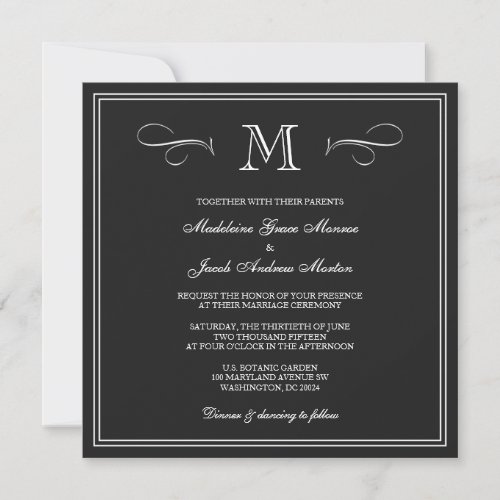 Formal Monogram Wedding Invitation