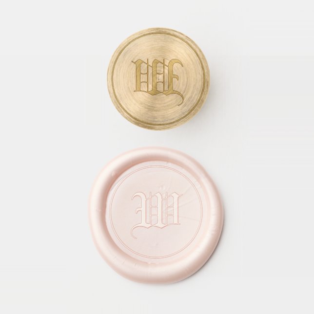 Formal Monogram Wedding Solid Brass Wax Stamper (Stamped)