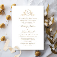 Formal Monogram White and Gold Elegant Wedding