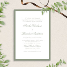 Formal Muted Sage Green Border Script Wedding