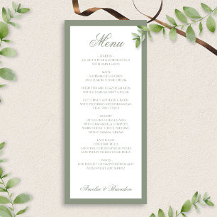 Formal Muted Sage Green Border Script Wedding Menu
