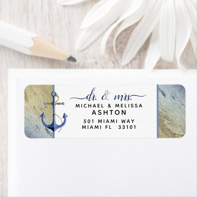#Formal #Nautical Navy Blue & Gold #Watercolor Label (Insitu)
