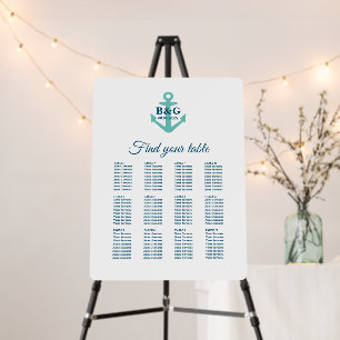 Formal nautical sailor theme wedding seating chart foam board