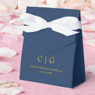 Formal Navy and Gold Simple Wedding Favor Boxes