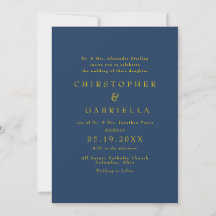 Formal Navy and Gold Simple Wedding