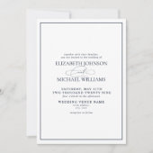 Formal Navy Blue Classic Script Wedding Invitation | Zazzle