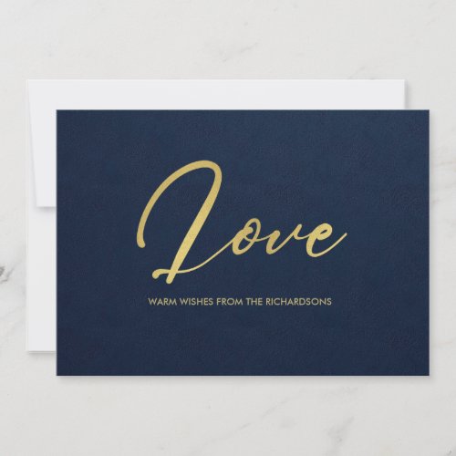 FORMAL NAVY FAUX GOLD MINIMAL CALLIGRAPHY LOVE HOLIDAY CARD