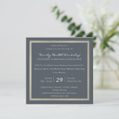 FORMAL NAVY SILVER DAMASK CLASSIC WORKSHOP EVENT INVITATION (Standing Front)