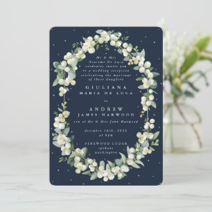 Formal Navy Snowberry+Eucalyptus Reception Only Invitation