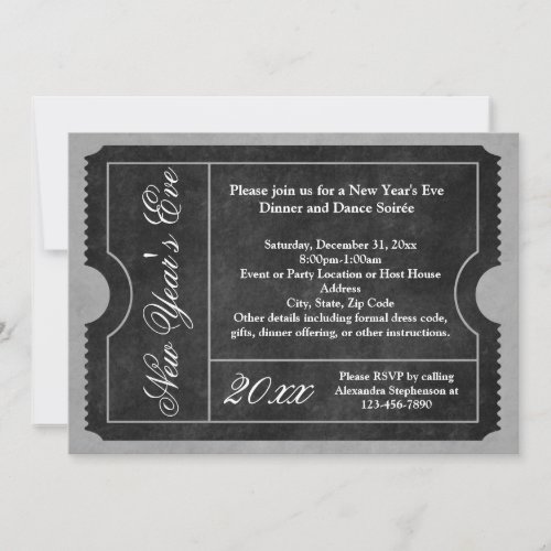 Formal New Years Eve Party Ticket Invitation